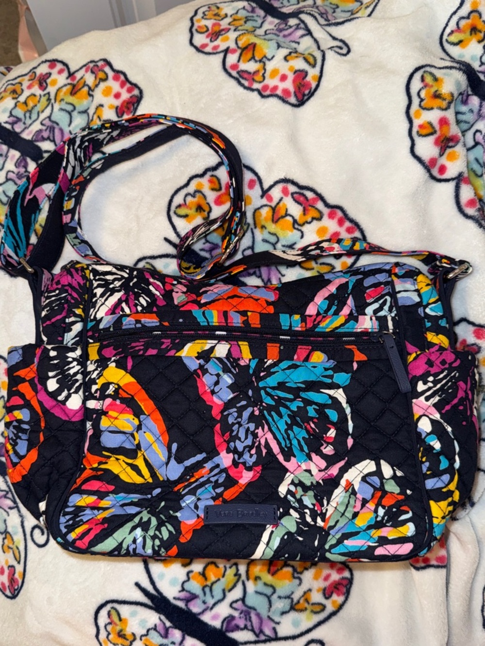 Vera Bradley Quilted Butterfly Print Crossbody Bag - Multicolor